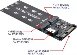 Chenyang M.2 Nvme Pcie Ssd į Sff-8654 ir Ngff Sata Ssd į Sata 2 viename adapteris pagrindinei plokštei (nvem Ssd į Sata neveikia).