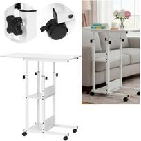 Springos Mobilusis stalas HF0059, 80x40cm, 76–86cm, 20kg, balta juoda, mediena metalas, miltelinis dažymas, 4 ratai, 2 fiksavimas