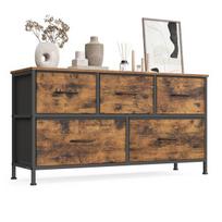 Komoda su 5 medžiaginiais stalčiais, 30 x 98,8 x 52,2 cm, juoda / ruda