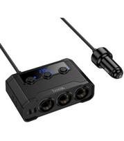 Juodas automobilinis kroviklis - šakotuvas 2xUSB-A + 2xUSB-C + 3x cigarečių žiebtuvėlio prievadai PD QC3.0 240W "Hoco Z64"