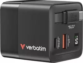 Įkroviklis Verbatim GaN sieninis 1x USB-A 2x USB-C 65W (32217)