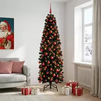 Dirbtinė siaura kalėdinė eglutė su žaisliuku 240 cm 300 LED