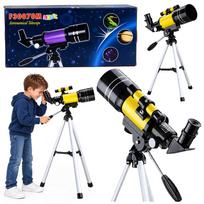 Vaikiškas astronominis teleskopas su stovu, geltonas, iki 150×