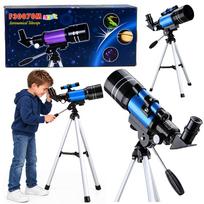 Vaikiškas astronominis teleskopas su stovu, mėlynas, iki 150×