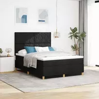 LED Čiužinio Lova su galvūgalio Juoda 140 x 190 cm audinys