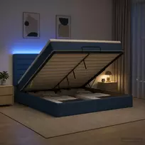 Otmana lova su matracsu ir LED Mėlyna 140 x 200 cm Audinys
