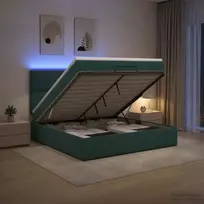 Otmana lova su matracsu ir LED Tamsiai žalia 140 x 190 cm