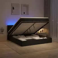 Otmana lova su matracsu ir LED Juoda 140 x 190 cm Audinys