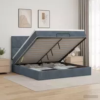 Otmana lova su matracsu ir LED Tamsiai pilka 140 x 190 cm