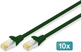 Digitus Lan Cat 6a kabelis - 1 m - 10 vnt. pakuotė - Rj45 tinklo kabelis - S/ftp ekranuotas - Suderinamas su Cat-6 ir 7 - Žalias