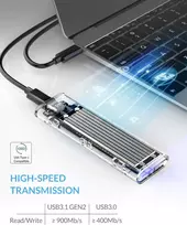 Orico M.2 Nvme Ssd dėklas, Usb-c adapteris Usb 3.2 Gen2 (10Gbps), skaidrus išorinis M2 dėklas, skirtas Pcie M-key/b+m Key Nvme Ssd 2230/2242/2260/2280, sidabrinis -tcm2
