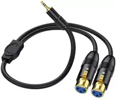 Awaduo 3.5 mm trs į xlr mikrofono y skirstymo subalansuotas kabelis dvigubas female xlr į 1/8 colio (3.5 mm) male scenos patch kabelis dmx kabelis radijo stočiai, garsiakalbių sistemoms, scenos apšvietimui (0.5 m / 1.65 ft)