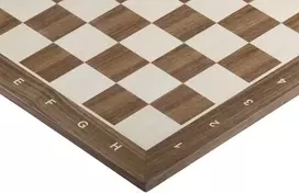 Sunrise Chess & Games Šachmatų lenta Nr. 4, riešutmedžio / klevo intarpai su raidėmis, elegantiškas dizainas