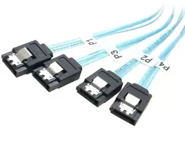 Cablecc Slimline Sas 4.0 Sff-8654 4i 38 kontaktų pagrindinis įrenginys į 4 Sata 7 kontaktų tikslinio standžiojo disko išvedžiojimo raid kabelį 50 cm