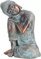 Jenngaoo Zen panaši miegančio budos statula, pietryčių azijos dervos snaudulio budos figūrėlės namams, sodui, terasai, balkonui, lauko dekoracijoms, 17 x 12,4 x 23,1 cm