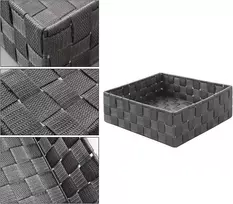 Wm Homebase 4 dalių laikymo krepšelių rinkinys, pintas laikymo dėžė, polipropileninis lentynos krepšelis, vonios kambario krepšelis, pilkas