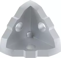 Kampinis laikiklis I 40 x 40 rinkinio elementų sistema, skirta stačiu kampu sujungti 3 aliuminio profilius su 8 grioveliu