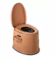 Kempinginis tualetas, kelioninis tualetas, porta naktipuodis lauke, nešiojamas chaki spalvos tualetas