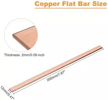 Sourcing map Varinė plokščia juosta, 2 mm storio x 12 mm pločio x 200 mm ilgio varinė strypo guolio plokštė elektrai