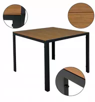 Goliat Aliuminis sodo stalas Allen 90x90 terasai su polywood stalviršiu, medžio imitacija
