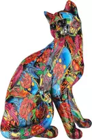 Casablanca dekoratyvinė figūrėlė skulptūra Street Art - Cat Wild Cat pagaminta iš dervos - dovana kačių mylėtojams - spalva: įvairiaspalvė grafiti, aukštis 29 cm