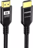 Etseinri 8k 4k hdmi kabelis 20 m, nailono pintas 48gbps didelės spartos hdmi® kabelis 4k 240hz 165hz 144hz 120hz 8k 60hz 4:4:4 dts:x earc hdcp2.3 hdr10+ tv monitoriaus projektorius žaidimų pc ps5 x-box