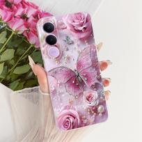 Skirta Vivo V70 FE telefono dėklui Skirta Vivo V70 Elite galiniam dangteliui Kaspinė spalvinga drugelio gėlė Funda Minkštas skaidrus silikoninis korpusas For Vivo V70 FE 5G