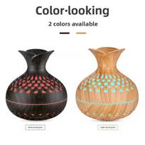 Aroma Diffuser with Wooden Finish, Ultrasonic Essential Oil Diffuser & Humidifier, LED Night Light, Quiet Air Freshener for Home Bedroom Office Sp beige