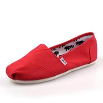 Thomas Tom Unisex Dideli įsispiriami drobės batai Vienspalviai Plokštus padalas Laisvalaikio stilius Red,42 red