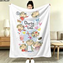 Charlie Lola Print Flannel Blanket, High quality Comfortable for All Seasons, Home Decor, Warmth and Comfort, Perfect for Christmas Gifts 80cmx120cm