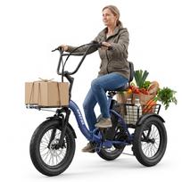 APEFOX RH30 Sulankstomas Elektrinis Dviratis Triciklas Suaugusiems, 48V 15Ah Baterija, 80 km Nuotolis, 18 colių Storos Padangos, Galinė Atrama Nugarai, Priekiniai ir Galiniai Diskiniai Stabdžiai