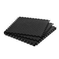 Garažo grindų plytelės, 8 vnt., 513x513x5 mm, PVC su deimantiniu raštu, juodos