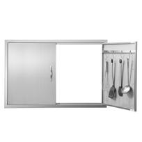 Įmontuojamos durelės lauko virtuvei, 990 x 660 mm, dvivėrės, nerūdijančio plieno