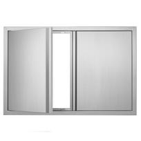 Lauko virtuvės durelės 91x61 cm, dvigubos, įleidžiamo montavimo, nerūdijančio plieno