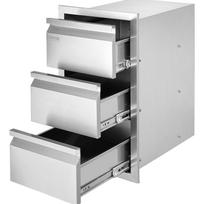 Lauko virtuvės stalčiai 377x646x480 mm, 3 lygių, nerūdijančio plieno rankena