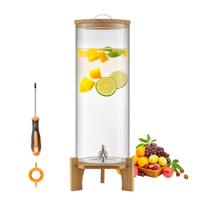 13 l stiklinis gėrimų indas su medine atrama ir nerūdijančio plieno čiaupu, šaltai arbatai, limonadui, restoranams