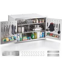 Lauko virtuvės salos spintelė su 3 lentynomis, nerūdijančio plieno, 762 x 520 x 520 mm, su 2 durelėmis, BBQ stotelei