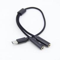 2in1 Type C male To Dual 3.5mm female cable splitter Jack Earphone Usb C To 3.5mm Aux Double Headphone Microphone Adapter Wire
