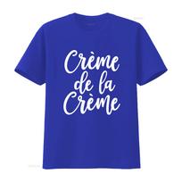 French T Shirt Creme De La Paris Softstyle vintage Washed streetwear homme Breathable graphic Unisex Stretched Versatile L blue