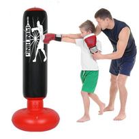 Inflatable PVC Punching Bag Kids With Water-Filled Base Indoor Outdoor Toy Boys Girls Hand-Eye Coordination Training Black 160cm