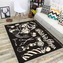 Vintage Barber Shop Area Rug, Non-Slip Beige Floor Mat with Retro Barber Print, Indoor Carpet for Barbershop & Home Decor 40x60cm( 15x23in ) gray
