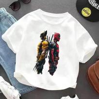Deadpoolas Wolverine Balinti marškinėliai Apvalus kaklas Laisvi Vasariniai drabužiai Patogūs Kvėpuojantys Personažas Vaikų Gimtadienio Karšta Dovana 130 black