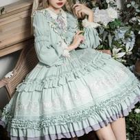 Loli Dydis Plus Lolita Kasdienė Elegantiška OP Suknelė Lolita CLA Stiliaus Suknelė Pasaka 2XL žalia