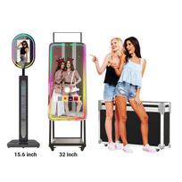 MWE 15,6/32 colio Magiško veidrodžio nuotraukų kabina ES/JAV sandėlyje Greitas pristatymas Chactok vakarėlio šviesa Aukštos raiškos RGB kameros įranga Flight Case 15.6inch