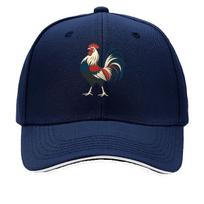 Retro Rooster Silhouette Farm Graphi Sandwich Baseball Cap Sun Cap Outdoor Workouts Hat Adjustable black