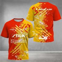 Multi Brand Sponsor Starvie Lok Stiga Print Padel Competition T-Shirt, Men Women  Breathable Padel Training Casual Tee 6XL yellow