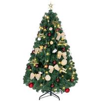 150cm Christmas Tree with Ornaments, 150 Warm White LED Lights, 8 Lighting Modes, 480 Branches, Green žalia