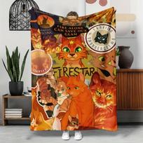 Žaibų klano katės Warrior Cats koliažo pledas, motyvuojančios citatos poliesterio užklotas studentų bendrabučiui, stovyklavimui, kelionėms, kačių mylėtojų dovana Size: 150*200cm, Weight: 280 GSM