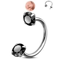 Titano U formos pasagos formos nosies žiedas su dvigubais cirkonio akmenukais 0.8*8*3MM