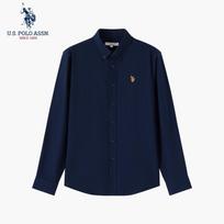 JAV. POLO ASSN.. Vyriški 100% medvilnės verslo atsitiktinio stiliaus ilgomis rankovėmis marškiniai M tamsiai mėlyna spalva